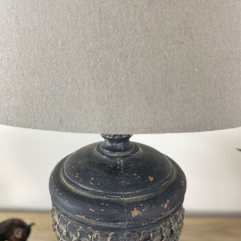 Distressed Jasmine Acorn Table Lamp Taupe Linen Shade, 4 of 6