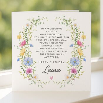 Birthday Poem Card Personalised For Niece, 4 of 8