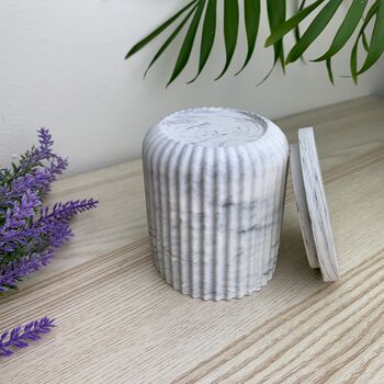 Grey Marbled Ridged Storage Pot With Lid, 3 of 5