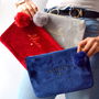 Embroidered Velvet Make Up Bag With Pom Pom, thumbnail 4 of 5