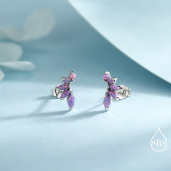 Purple Opal Marquise Cluster Stud Earrings In Sterling Silver, 2 of 12