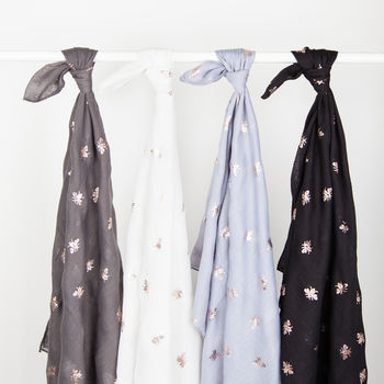 Little Bee Foil Print Scarf, 3 of 6