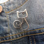Gold Or Silver Cat Outline Lapel Brooch, thumbnail 5 of 8