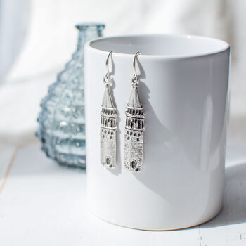 Silver Plated Tower Earrings, 2 of 7