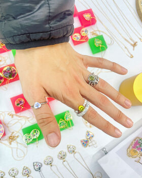 Mini Heart Ring With Real Forget Me Not Flower In Gold Or Silver Waterproof, 7 of 10