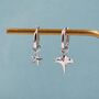 Mismatched Manta Ray Fish And Starfish Huggie Hoop Earrings In Sterling Silver, thumbnail 1 of 8