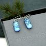 Blue Dichroic Glass Sterling Silver Drop Earrings, thumbnail 7 of 12