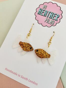 Sparkly Guppy Fish Earrings / Gift For Fish Keepers / Sparkly Fish Earrings, 7 of 10