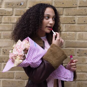Fresh Pink Roses In Gingham Wrap, 2 of 3