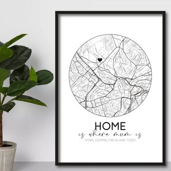 Personalised Home Is Where Mum Is, Mothers Day Print, 2 of 4