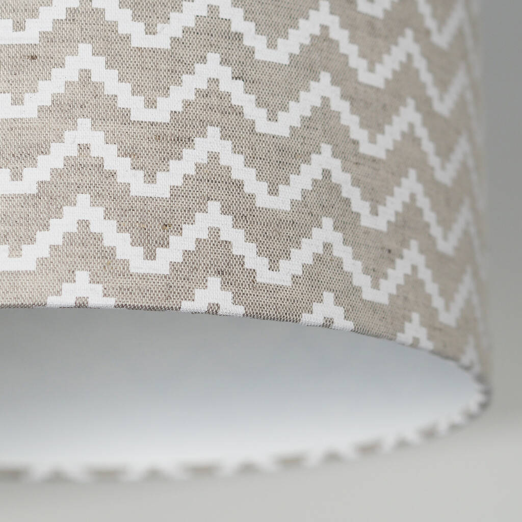 Natural And White Zig Zag Linen Lampshade By Quirk