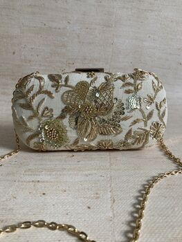 Gold Embroidered Handcrafted Clutch Bag, 8 of 10