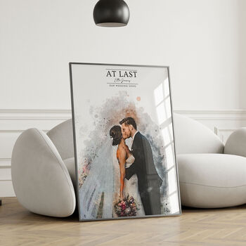 Personalised Watercolour Portrait And Song Lyrics, 2 of 11