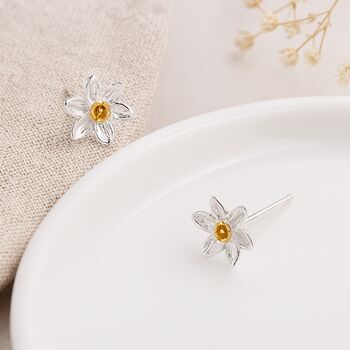 Sterling Silver And Gold Daffodil Stud Earrings, 4 of 11