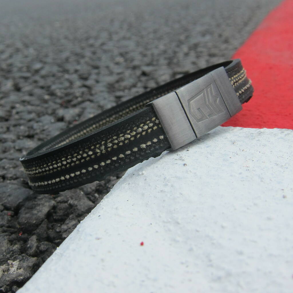 Portier Upcycled F1 Tyre Men's Bracelet, 1 of 6