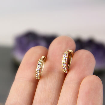 Hoop Earrings With Cubic Zirconia Diamante Stones, 3 of 6