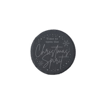 'Time To Open The Christmas Spirit' Round Slate Coaster | Home Decor, 2 of 2
