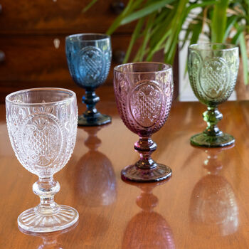 Luxury Embossed Coloured Glass Wine Goblets, 3 of 6