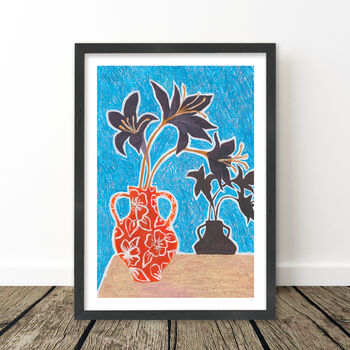 Still Life Print Of A Vase Of Lilies, 8 of 9