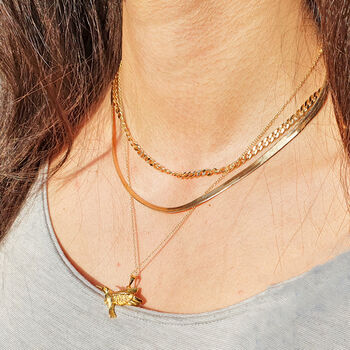 18k Gold Vermeil Plated Herringbone Chain Necklace, 4 of 5