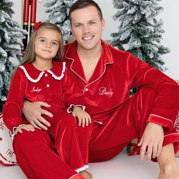 Personalised Family Velvet Christmas Pyjamas, 3 of 12