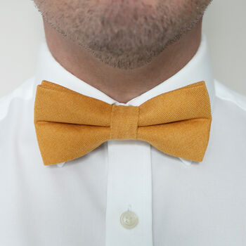 Wedding Handmade 100% Brushed Cotton Tie In Mustard Yellow | Groomsmen Ties, 7 of 10