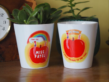 Personalised Apple Worm Plant Pot: Teacher Appreciation Gift, 3 of 4
