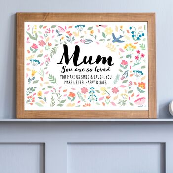 Custom Mother Print Affirmations Floral You Are So Loved Gift, 2 of 5