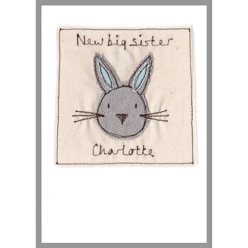 Personalised Rabbit New Baby Boy Or 1st Birthday Card, 7 of 12