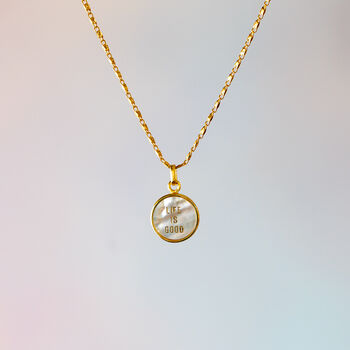 Mother Of Pearl Affirmation Gold Plated Necklace, 6 of 9