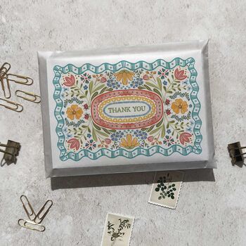 Folk Style Folded Thank You Cards And Envelopes, 2 of 8