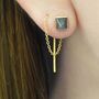 Labradorite Gold Plated Silver Chain Threader Earrings, thumbnail 2 of 8