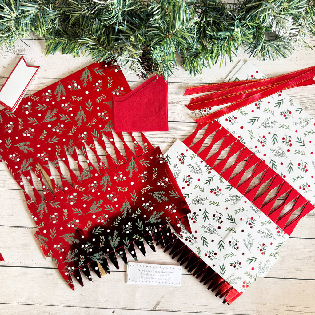 Luxury Red And White Christmas Make Your Own Diy Crackers Set Of Six, 1 of 7