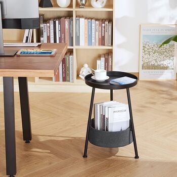 Small Two Tier Side Table With Storage Round End Table, 2 of 8