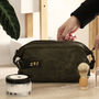 Personalised Men’s Waxed Canvas Leather Wash Bag, thumbnail 4 of 12