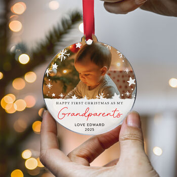 Baby's First Christmas Photo Ornament For Grandparents, 4 of 8