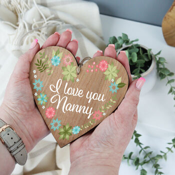 Hanging Wooden Heart With Printed Personalised Message, 2 of 7
