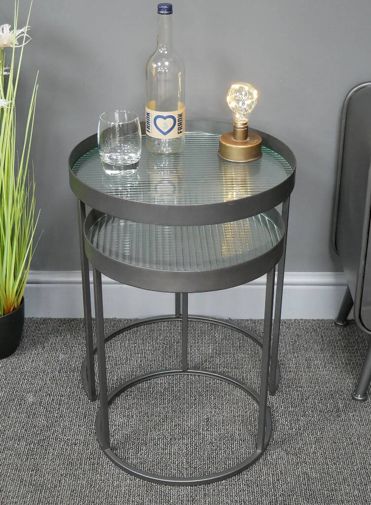 Set Of Two Industrial Side Tables, 1 of 2