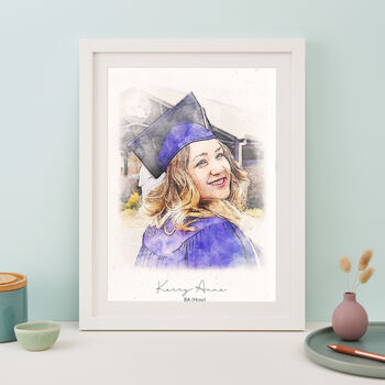 Graduation Watercolour Portrait Print, 2 of 9