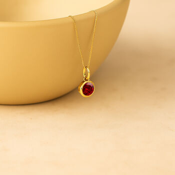 Personalised Gold Plated Sterling Silver July Ruby Birthstone Necklace, 4 of 11