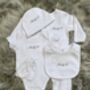 Newborn Five Piece Embroidered Baby Gift Set, thumbnail 1 of 8