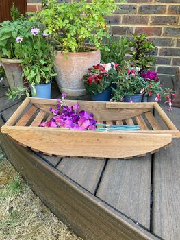 53cm Wooden Garden Trug Flower Basket Carrier With Folding Handles Gift, 8 of 9