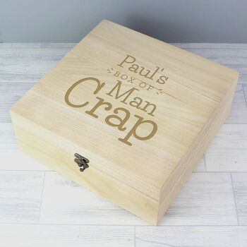 Personalised Box Of Man Crap Wooden Keepsake Box, 3 of 5