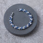 Crystal And Blue Colour Leaf Design Tennis Bracelet, thumbnail 3 of 4