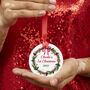 Personalised 'First Christmas' Ceramic Round Decoration, thumbnail 1 of 7
