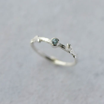 Oak Twig Silver Aquamarine Ring, 4 of 8