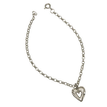 Silver Textured Double Heart Bracelet, 4 of 6