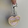 Personalised Heart Acrylic Glitter Key Chain Bag Charm, thumbnail 6 of 7