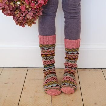 Fair Isle Hand Knitted Wool Socks, 3 of 12