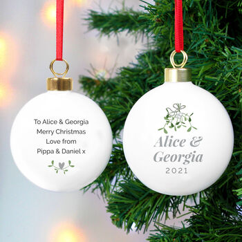 Personalised Couples Mistletoe Bauble, 3 of 4